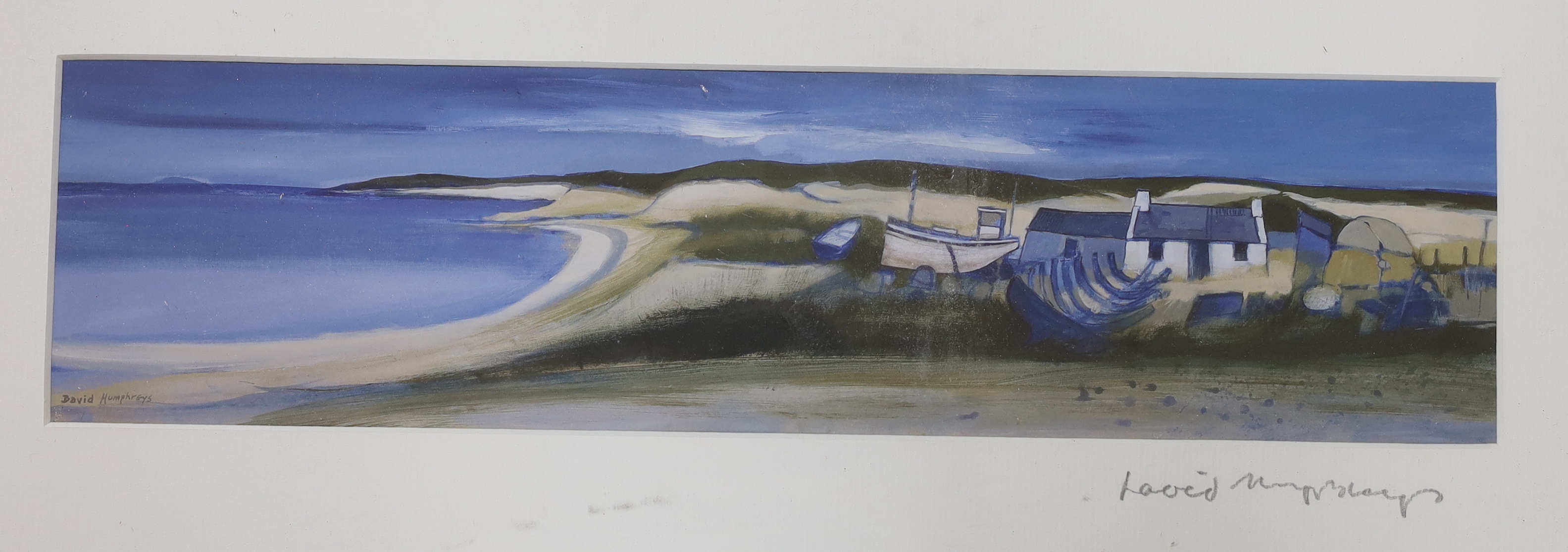 David Humphreys (b.1937), four colour lithographs, Cottages and panoramic landscapes, each pencil signed, the largest 64cm x 48cm